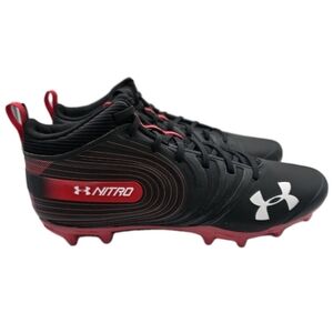 Under Armour Nitro Football Cleat Men's Black Red High Tops Size 12.5 NEW School